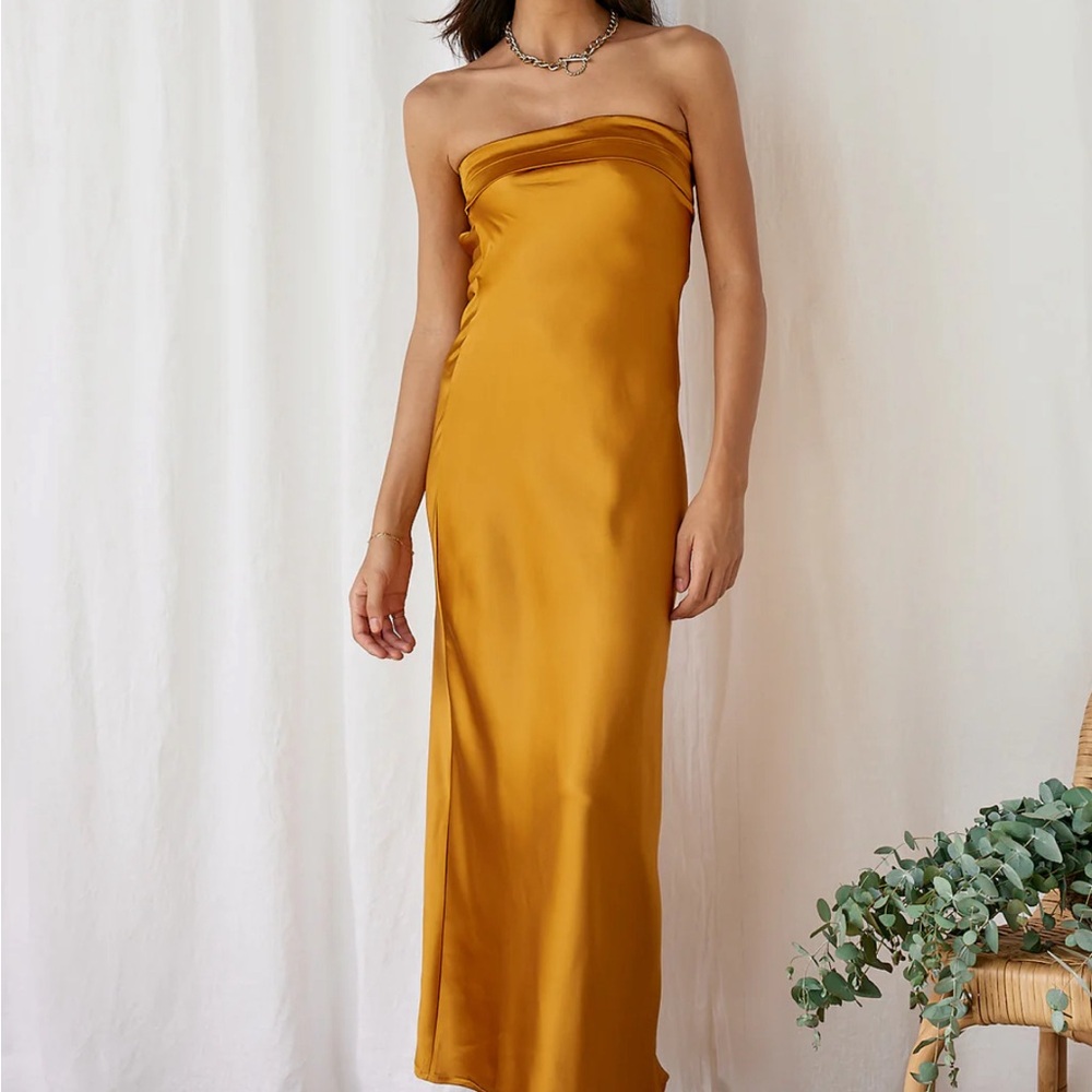 Gleam in gold maxi dress yellow